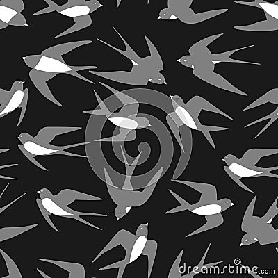 Seamless pattern image birds of martlet, ornament for wallpaper and fabric, scrapbooking paper, background Vector Illustration